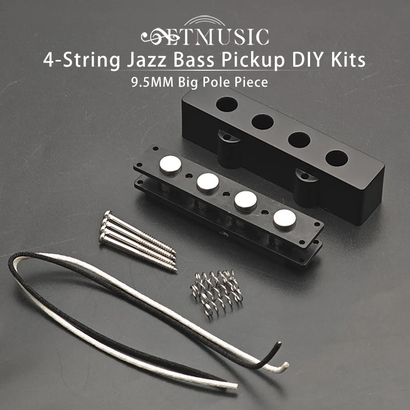 [Kits de pastilla DIY] pastilla de bajo de Jazz de 4 cuerdas de 9,5 MM con pieza de poste grande, bobina de plástico/Kits de pastilla de bajo con imán de cerámica para pastillas
