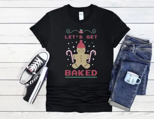 Let's Baked Christmas Men Women Jute Bag Unisex Hoodie Baseball T Shirt Top 3448