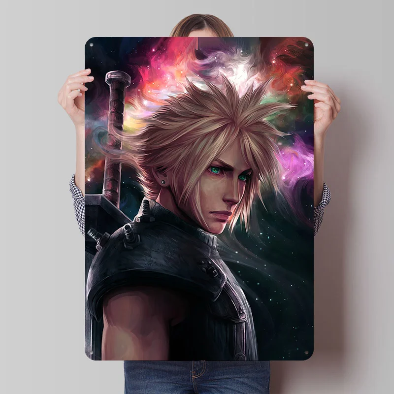 

Cloud Strife цифровой художественный печатный постер, настраиваемый настенный художественный ретро винтажный металлический жестяной знак для дома, комнаты, аксессуары для кофе-бара