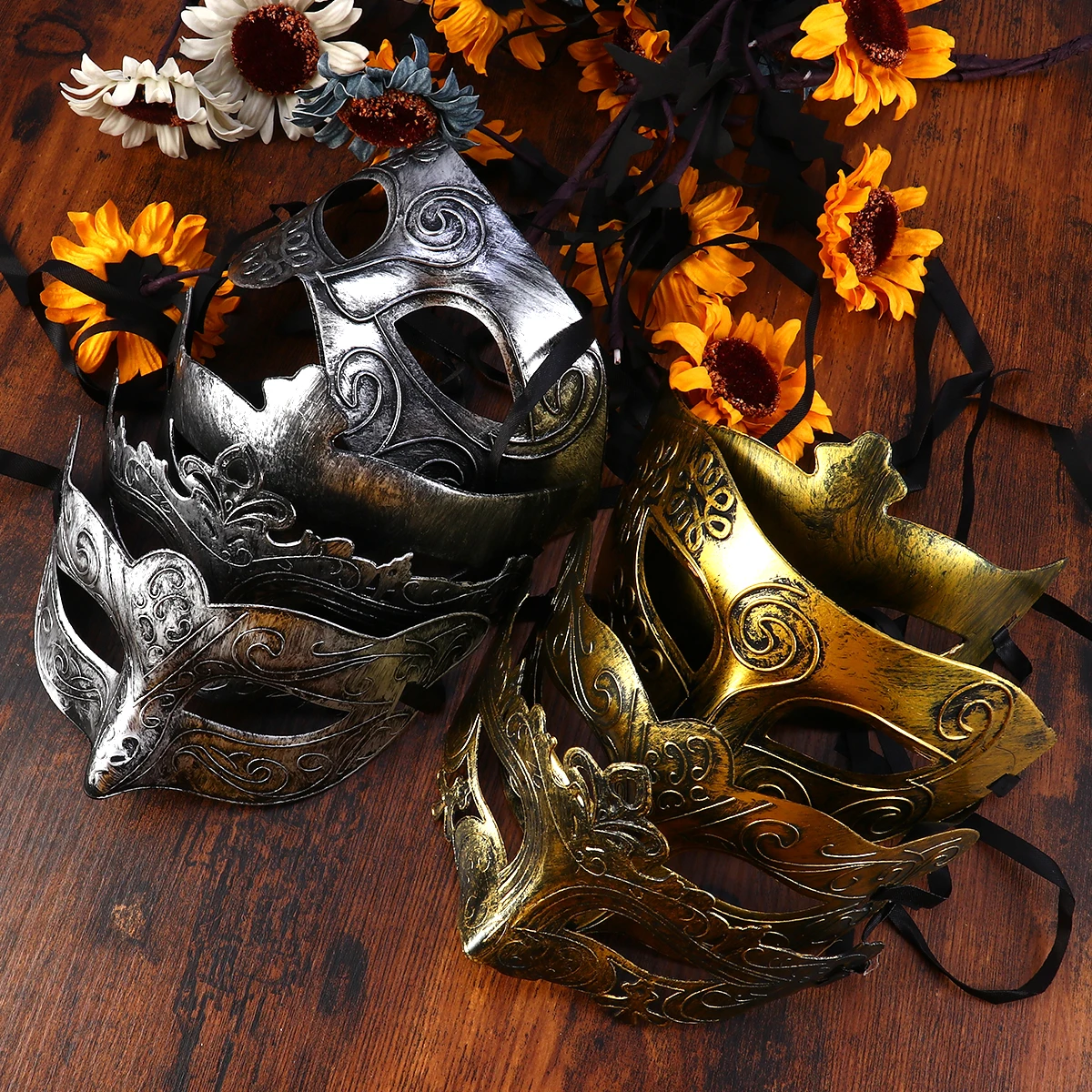 

4pcs Half Face Masks Vintage Design Comfortable Wear Masquerade Party Costume Props Halloween Retro Decor Accessories