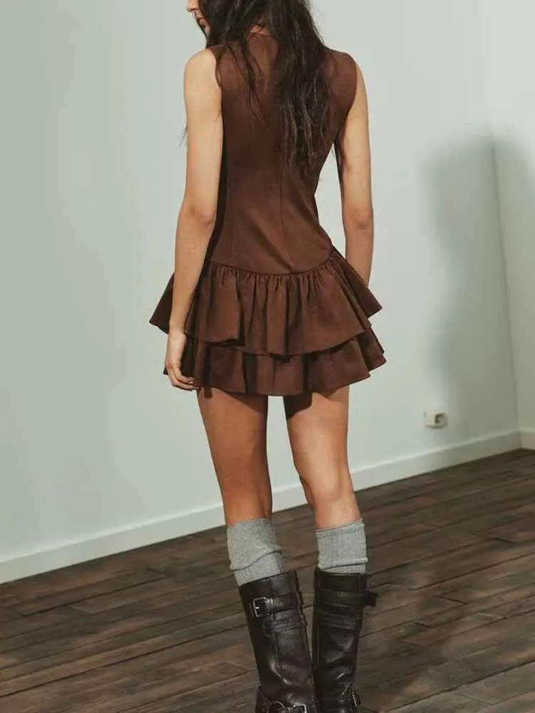 Estilo europeu e americano outono nova tendência da moda roupas femininas em camadas decorativas textura de veludo vestido curto