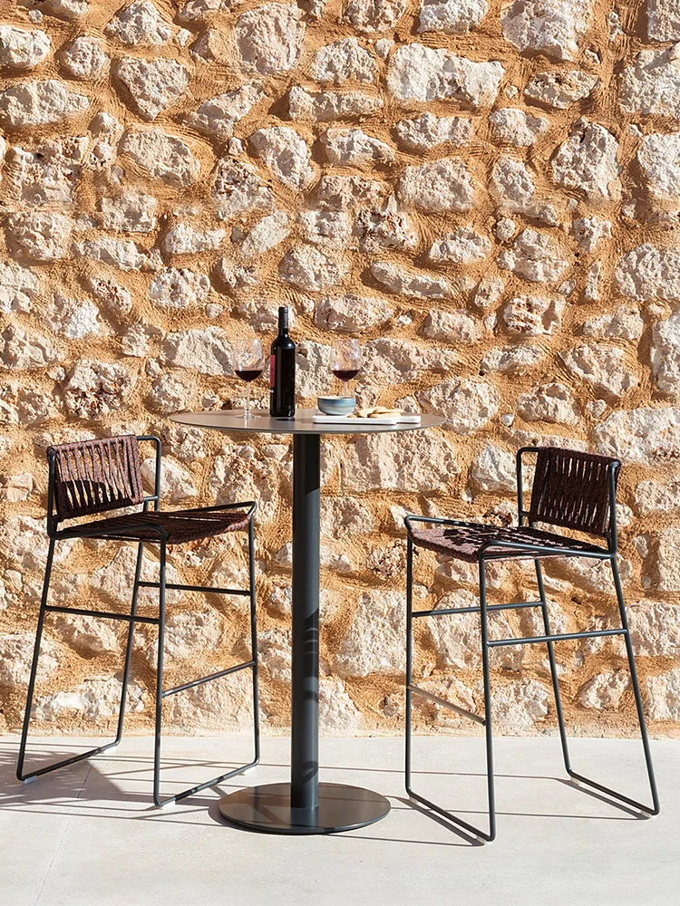 Tavolo e sedia da bar da esterno Hotel Giardino Villa Cortile Semplice balcone per il tempo libero Sedia da bar in ardesia di roccia per esterni