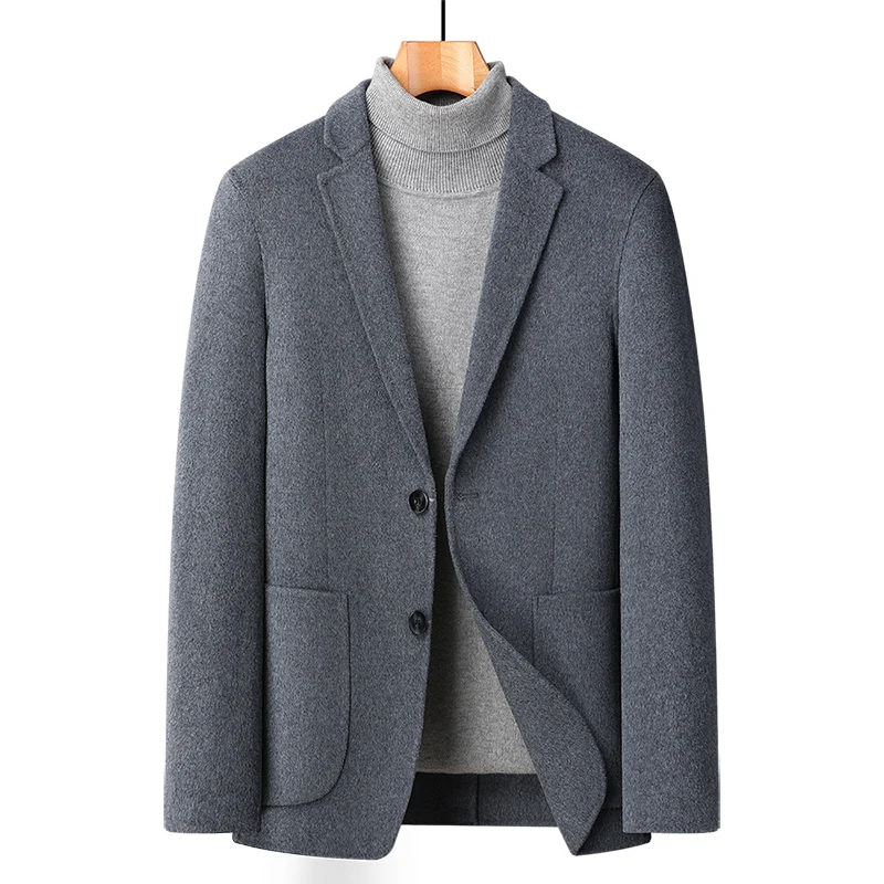 

GIOIO men's woolen coat, cashmere content greater than 50%, autumn and winter leisure warm double-faced woolen coat