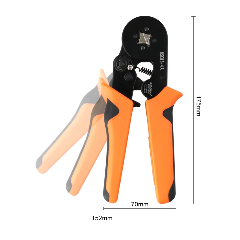 Alicate de crimpagem hsc8 6-4, 0.25-10mm, 23-10awg, 1200 peças, conjunto de terminais tipo tubo, ferramenta autoajustável de embutir, 700-6mm d3