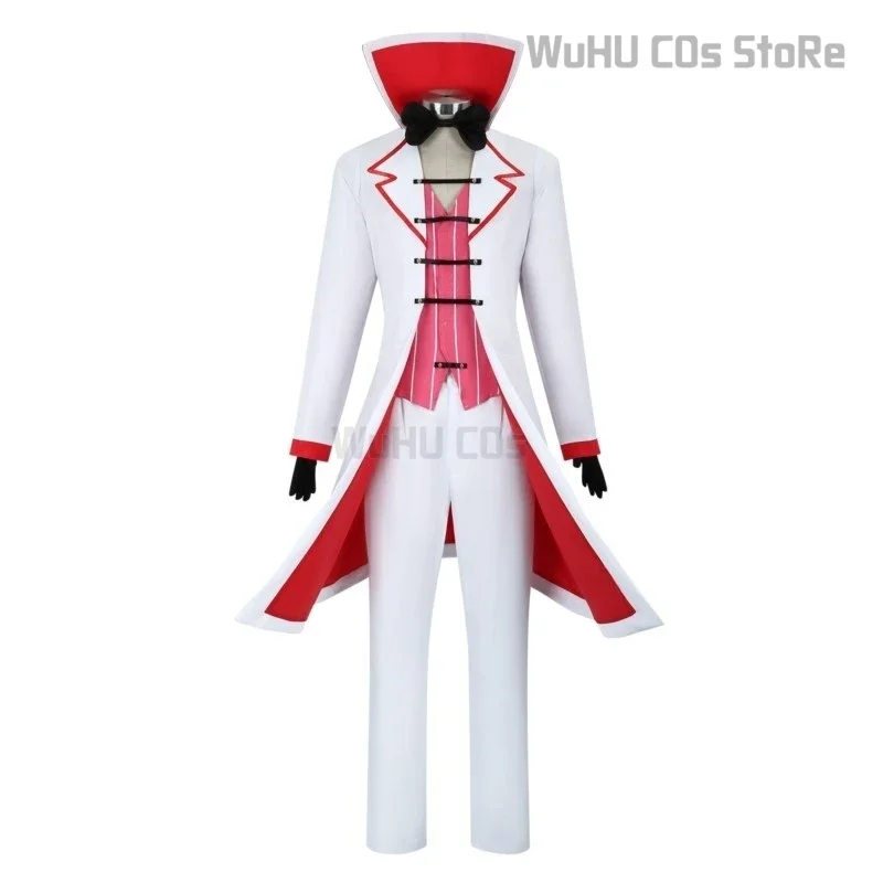 Hazbin Lucifer Cosplay Anime Hotel Morningstar Cosplay Costume Wig Daddy White Suit Devil Hell Halloween Party Adult Men Costume