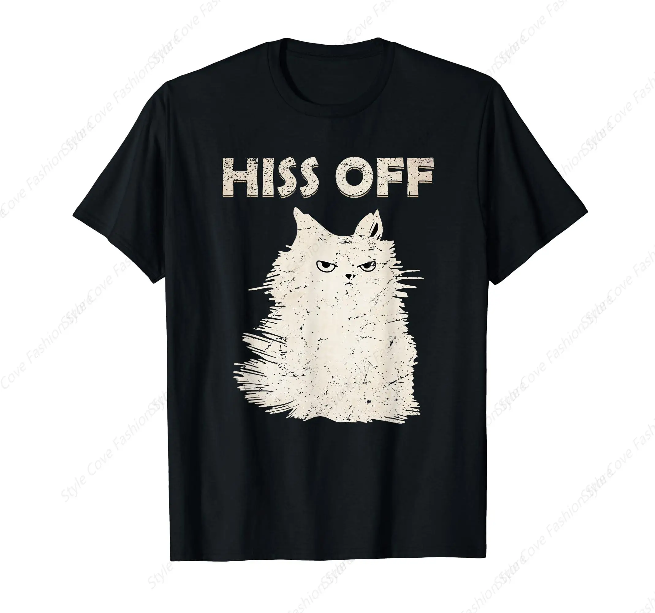 Camiseta divertida de gato enfadado para hombre, Camiseta de algodón puro, Camiseta cómoda de verano, camiseta de manga corta a la moda, Top clásico diario