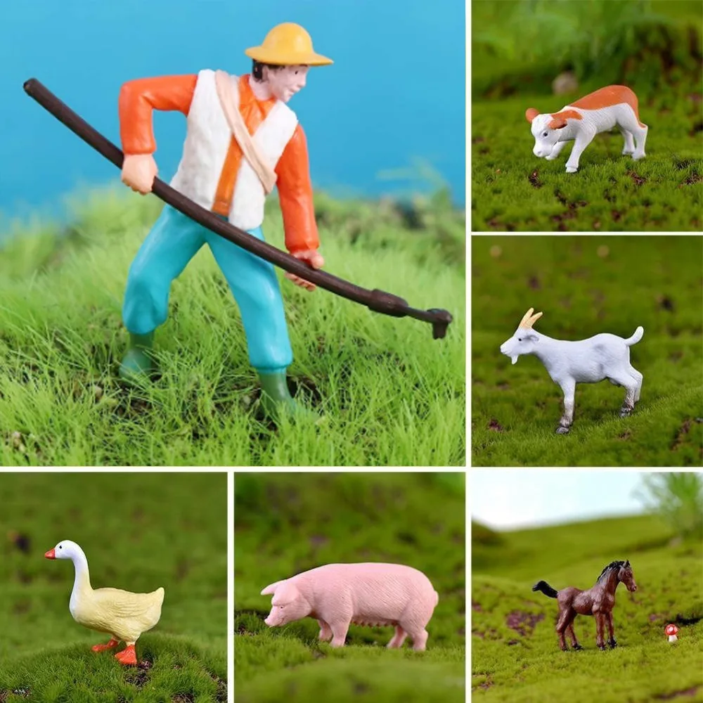 

Cow Sheep Animal Model Farmland Worker Pig DIY Accessories Miniatures Micro Landscape Fairy Garden Ornaments Figurines