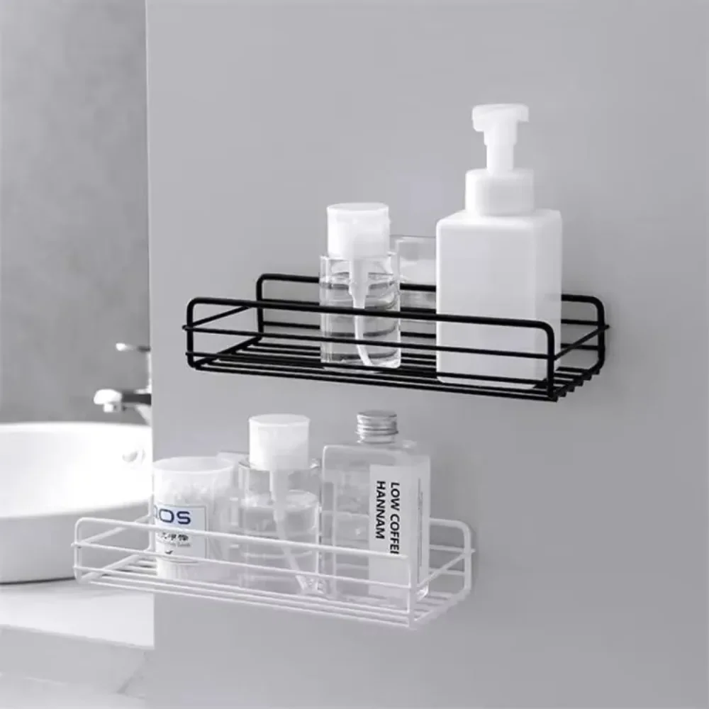 2024 Bathroom Shelf Wall Mounted Right Angle Storage Shampoo Rack Cosmetic Rack Iron Shower Drainage Basket Toiletries Organizer