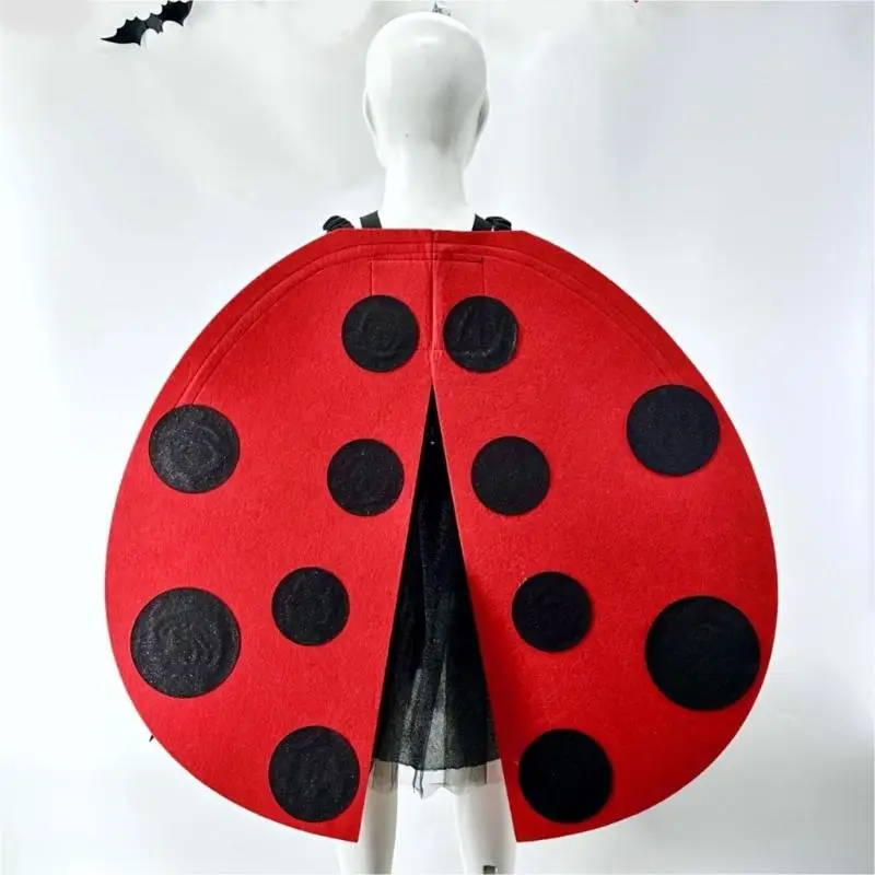 

652F Ladybird Wing Costume with Headband for Girl 3-8, Ladybird Costume Accessory for Kid Birthday, Cosplay Party, Halloween,
