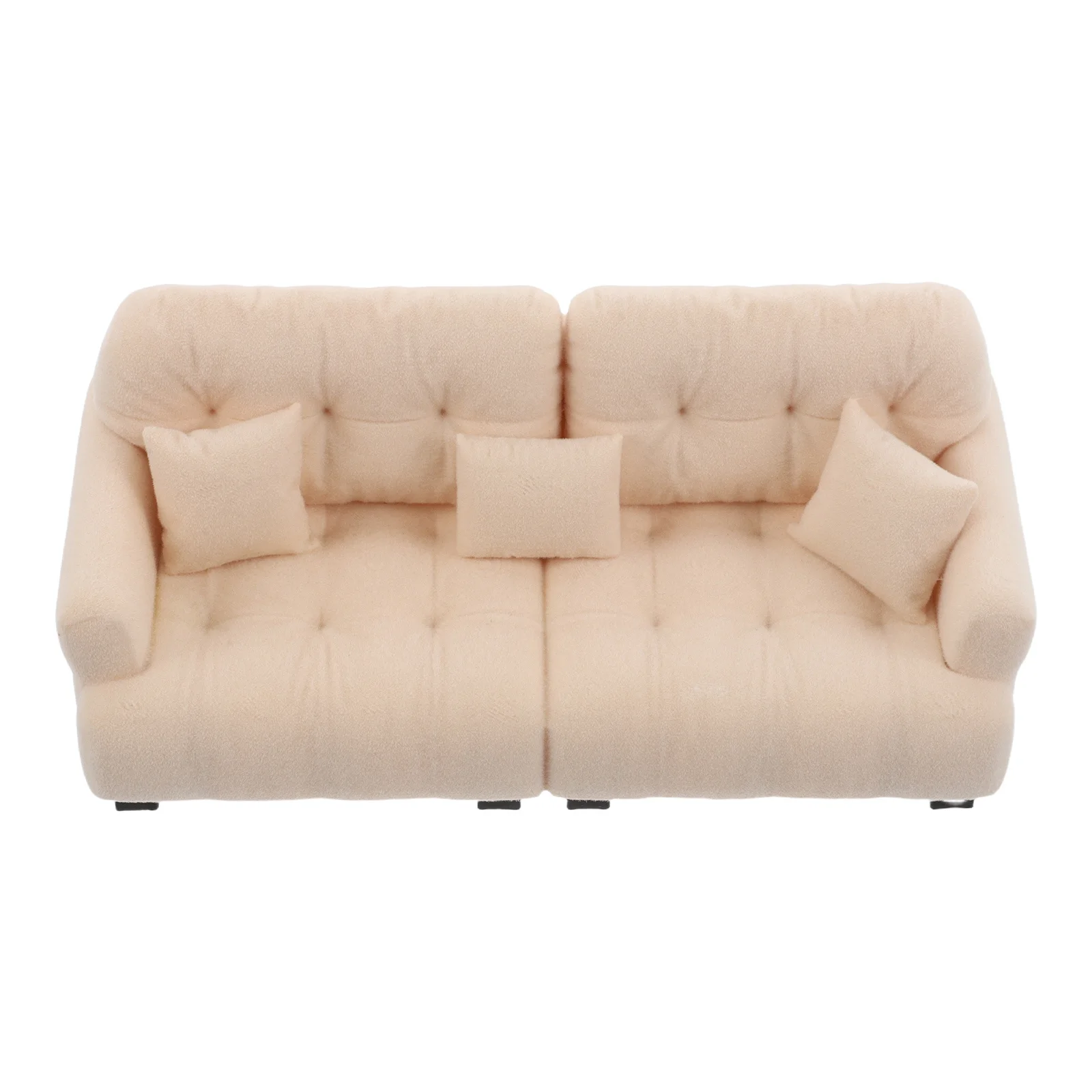 Miniatur-Sofa, cremig, 1:25, moderne kleine Möbel, Puppenhaus-Sofa, Wohnzimmer-Accessoires, Möbel, Puppenhaus-Dekoration