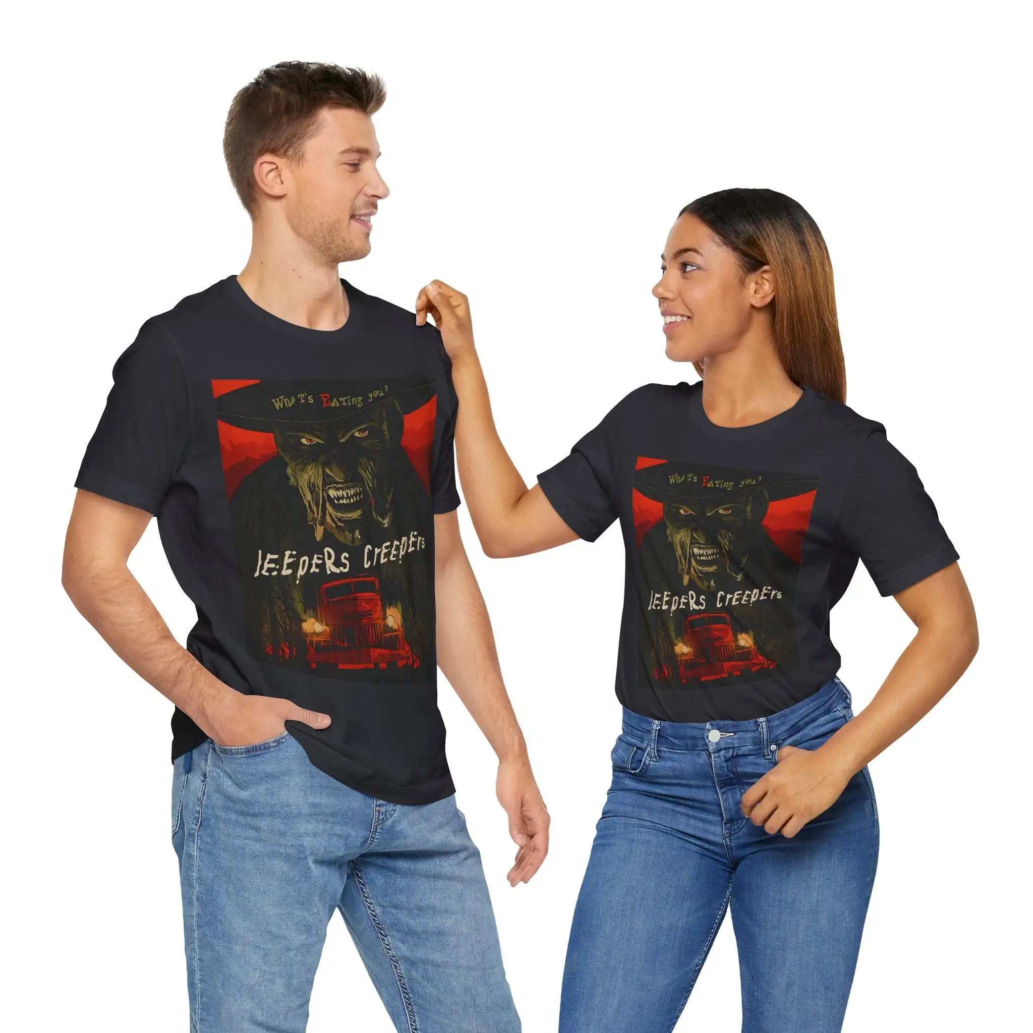 Custom Jeepers Creepers T Shirt in Black Dark Grey  Design