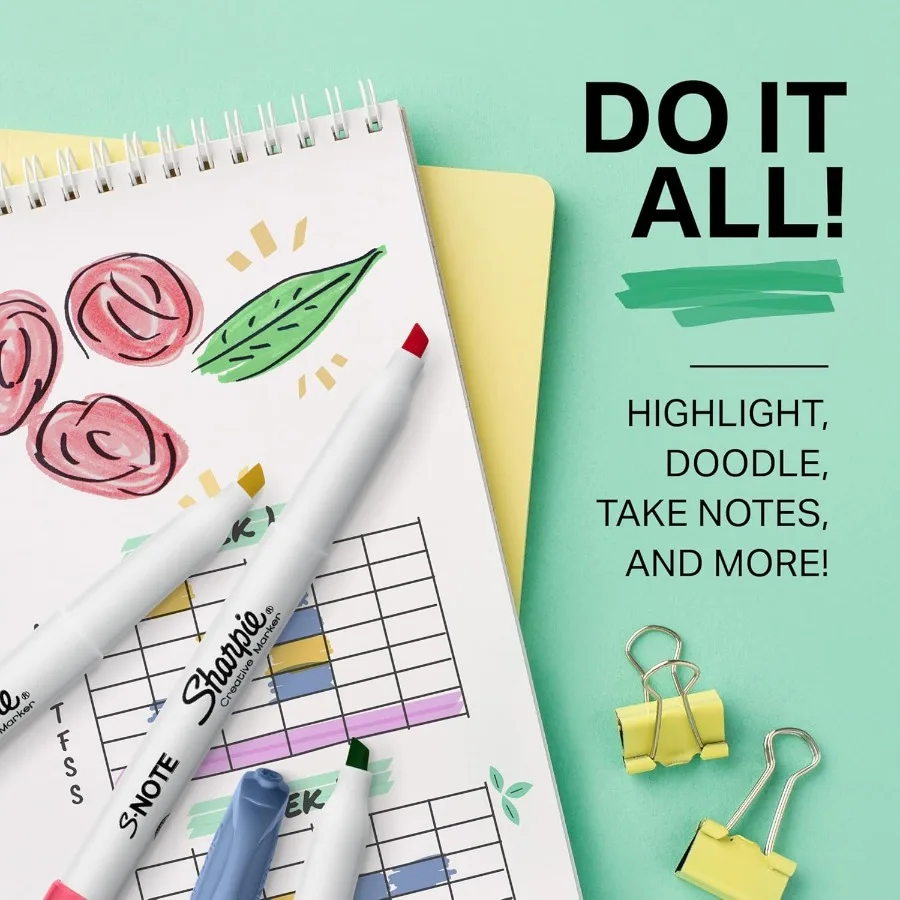 شاربي S-Note علامات إبداعية باستيل فسفورية مجموعة أقلام تلوين ألوان متنوعة إزميل طرف 24 عدد مثالي للمنزل المدرسي #3