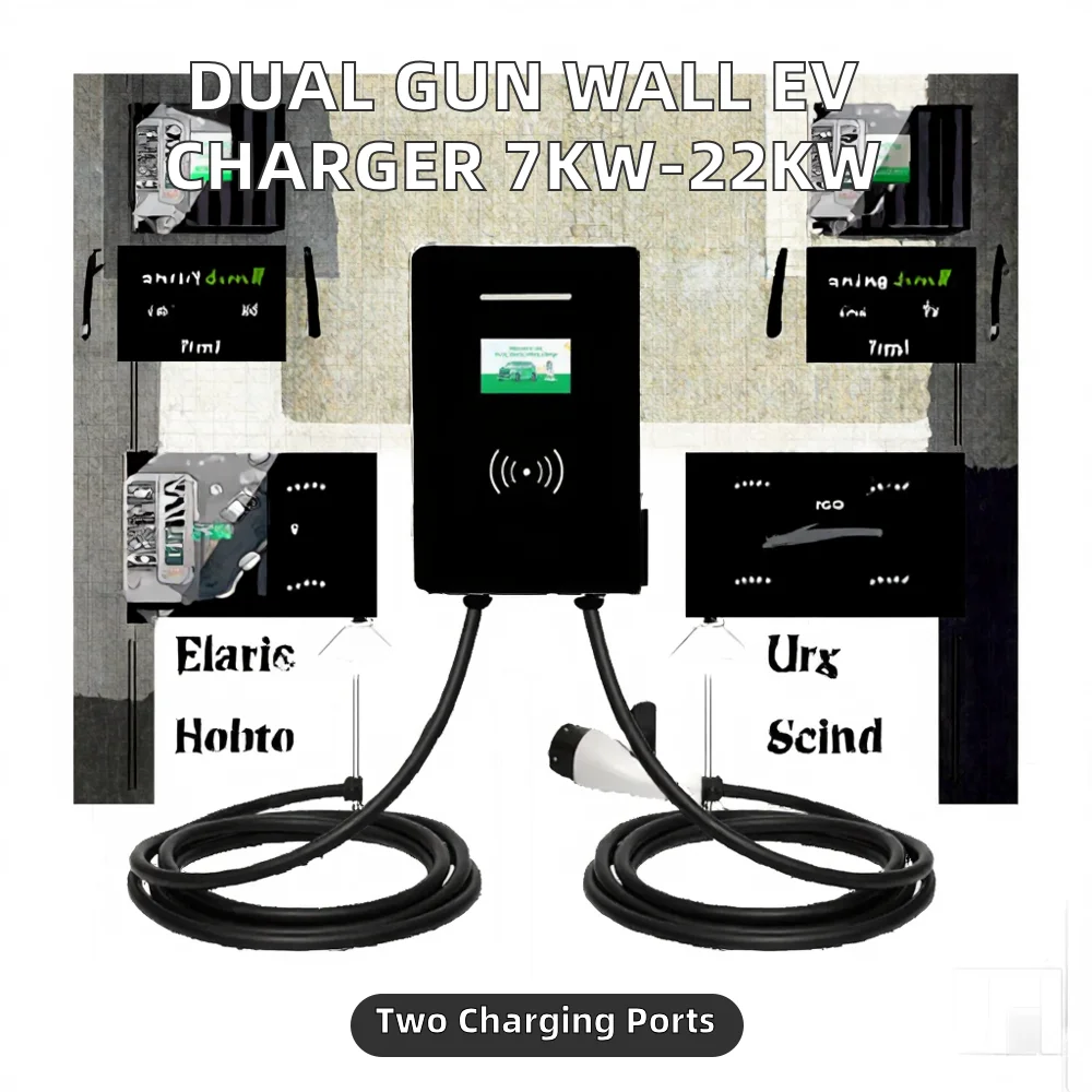 New Hot Sale TARY 22kW Dual Gun Wall-Mounted IP54 Enclosure EV Charger -30~+50 Use Type1 Type2 GBT 220V/380V OCPP 16A