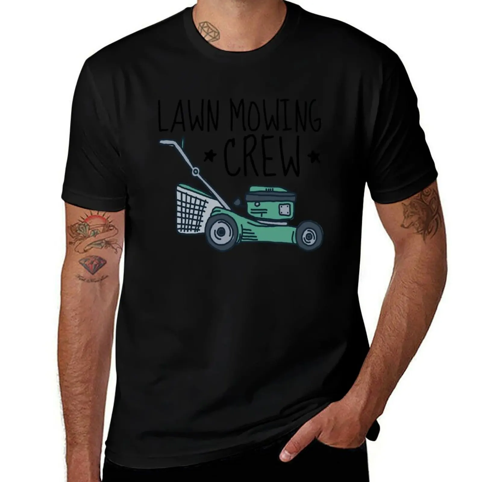 Lawn Mowing Crew Summer Job Funny Mower Yard Work Landscape T-Shirt Classic Basic Casual T-Shirt