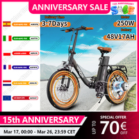 OT16 Electric Bicycle 250W Brushless Motor 48V17Ah Lithium Battery City Folding E-bike 20*3.0 Inch Fat Tire Snow Electric Bike
