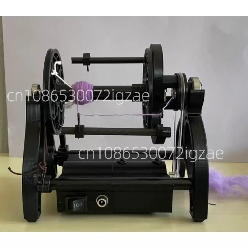 12V Adjustable Speed Display Mini Electric Spinning Wheel, Wool Fiber Cotton Yarn Twist