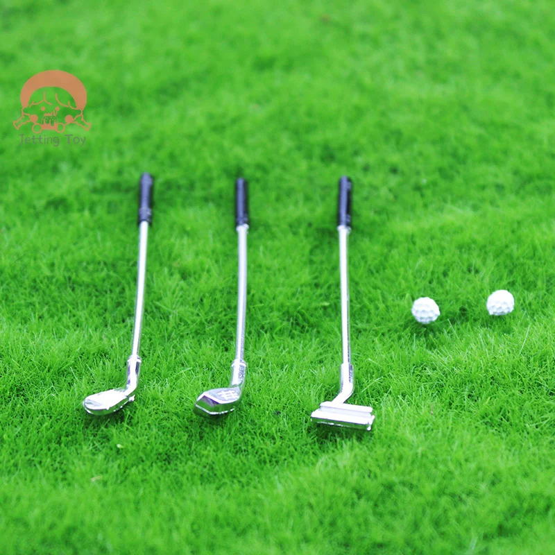 1 Set 1:12 Dollhouse Miniature Furniture Metal Golf Clubs Set Pretend Play Toys Doll House Decoration Accessories