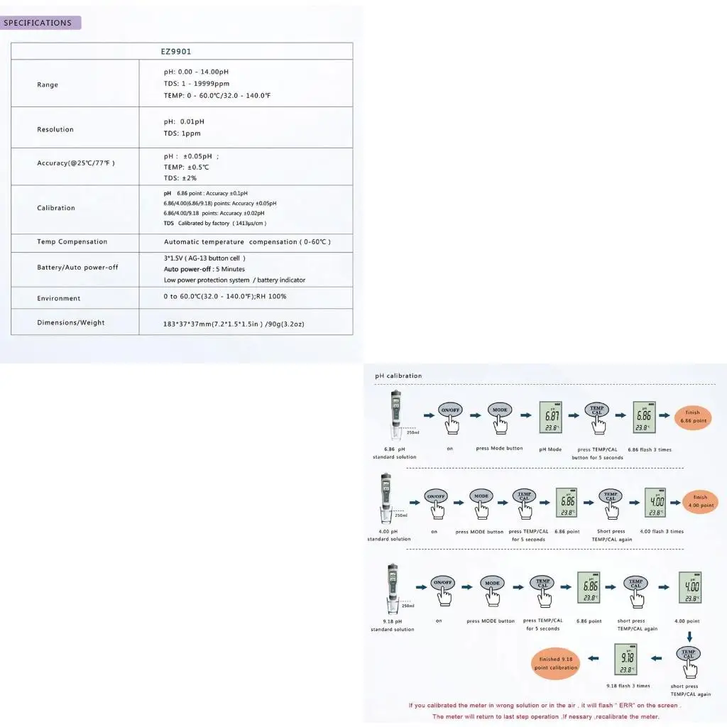 

EZ9901 Digital Meter 3 in 1 TEMP Tester Pen Handheld Water Quality Tester Water Purity Test Tool for Pool