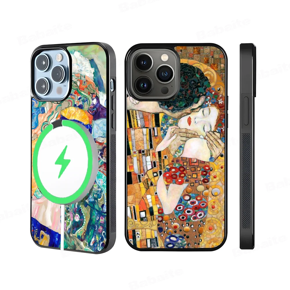 

The Kiss Gustav Klimt Painting Phone Case Magnetic Case For IPhone 16 14 13 12 11 15 Pro Max Plus For Magsafe Wireless Charge