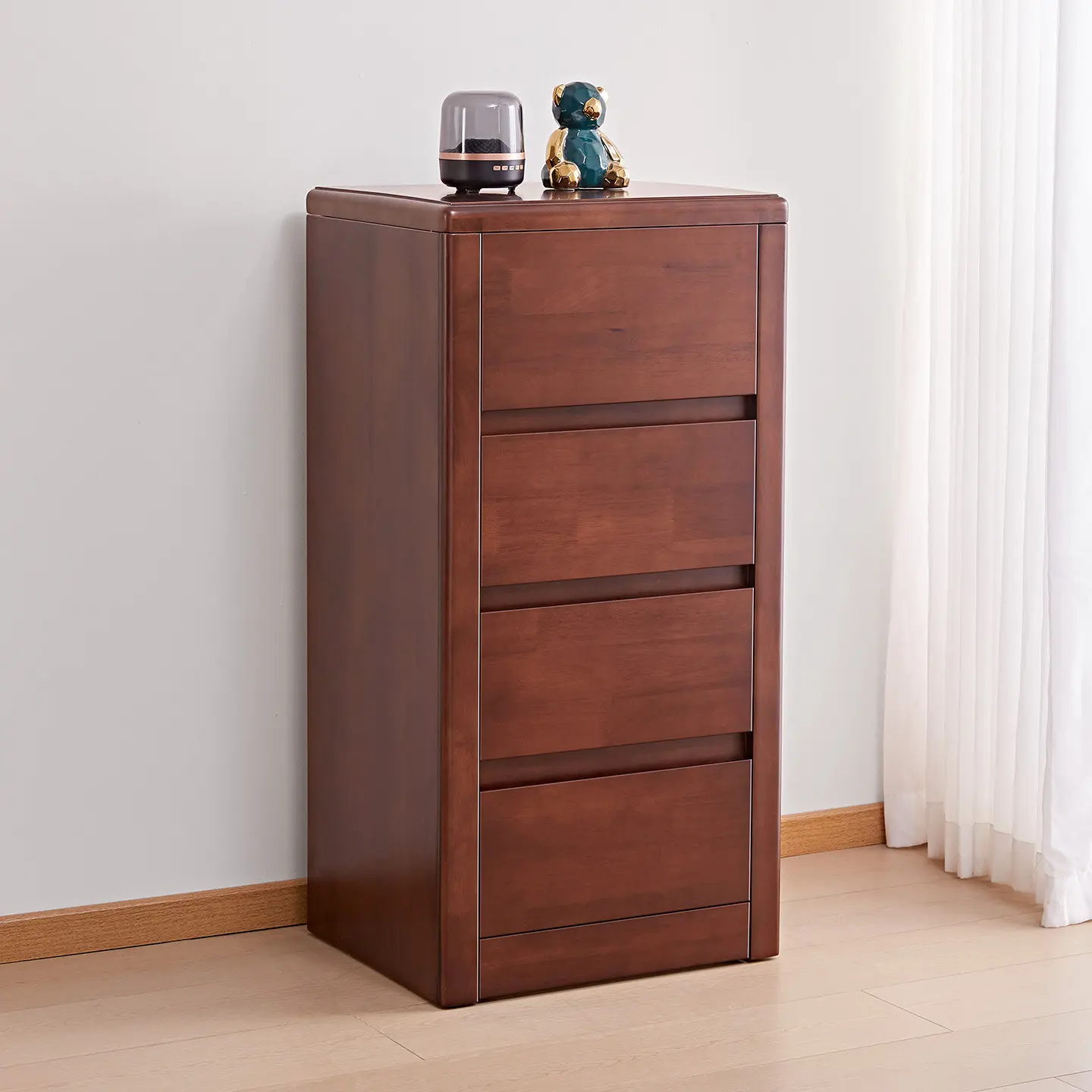 Pure solid wood hidden grid, four drawers, lockers, living room, bedroom, antique style, light luxury storage, hidden anti-theft
