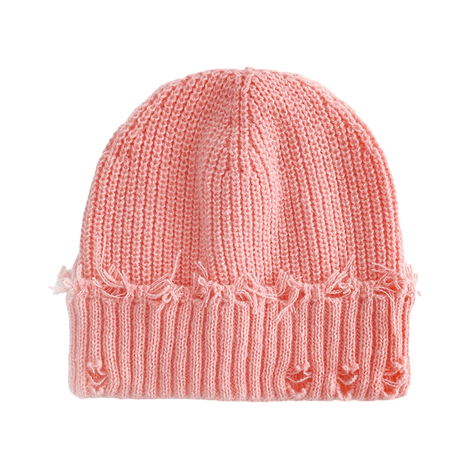 Winter Ripped Hip-Hop Hat Thick Warm Winter Elastic Loose Hat Fashionable Solid Color Windproof Skiing Cap Girl Pullover Caps