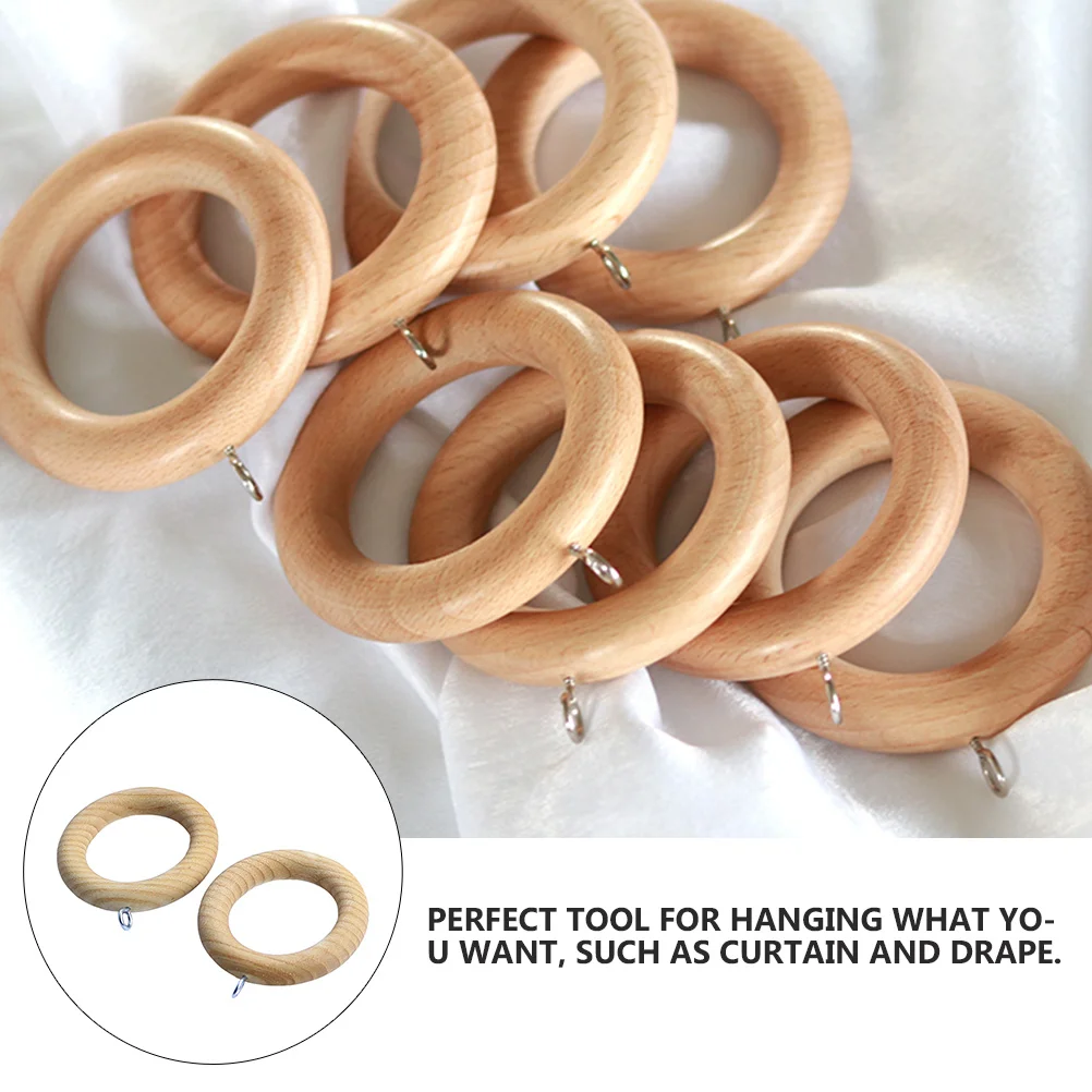 Anillos colgantes de madera para cortinas, ganchos deslizantes lisos para cortinas, cierre de anillo de elevación romano, accesorios de hebilla para cortina de ventana, 2 uds.