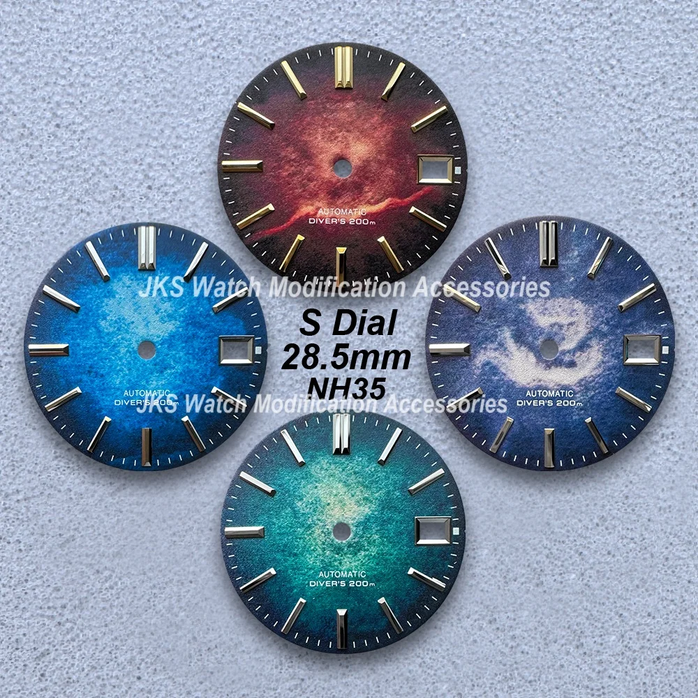 

28,5 мм S логотип 3D-принт красочный циферблат подходит для механизма NH35/NH36 матовые высококачественные аксессуары для ремонта часов