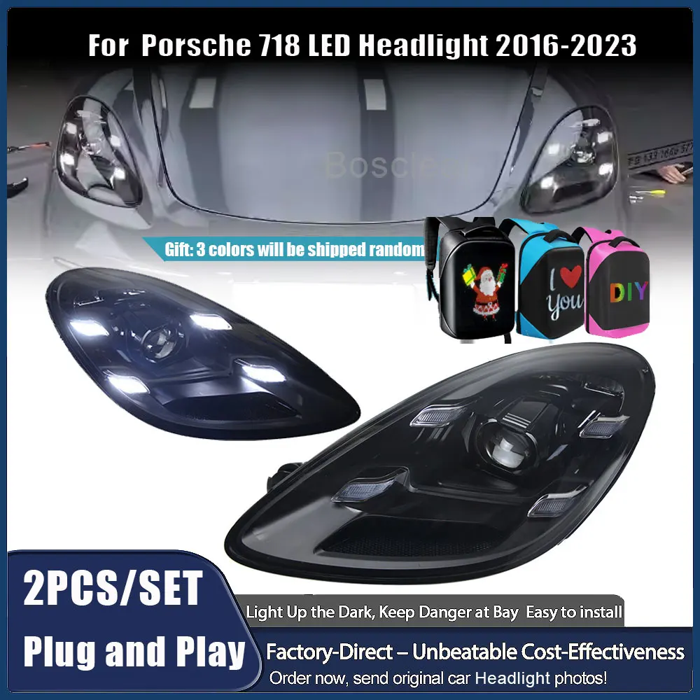 For Porsche 718 GT4 LED Headlight 2016 2017 2018-2023 Cayman 981 982 Boxster SpyderCayder GT4 PDLS Plus Original Matrix Headlamp