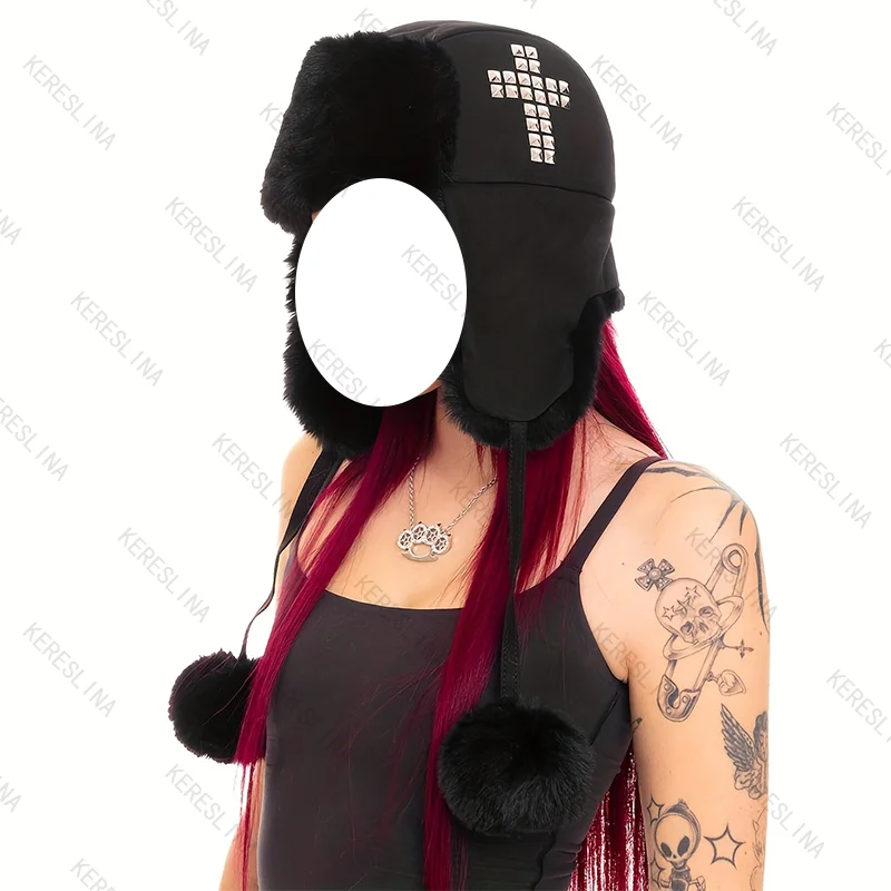 Европейская и американская уличная модная модная и универсальная плюшевая шапка Lei Feng осень/зима Y2k винтажная шляпа Lei Feng в готическом стиле