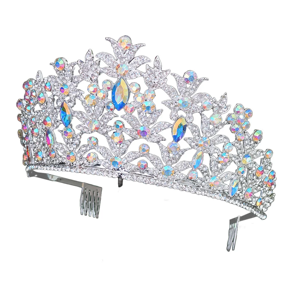 Tiara ślubna z kryształkami, korona ślubna, błyszcząca opaska na głowę dla panny młodej, akcesoria do włosów na ceremonię, dekoracja, tiara ślubna