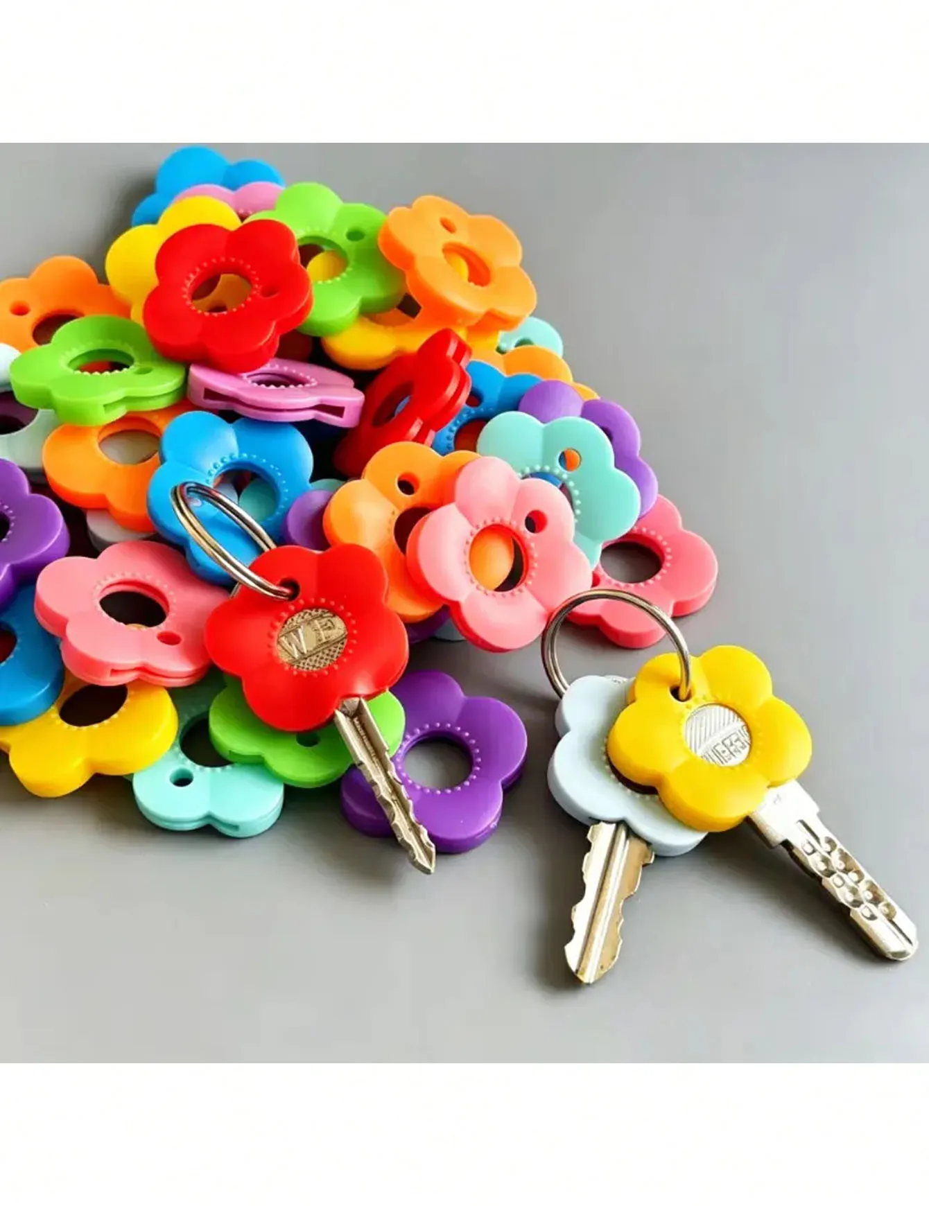 10Pcs Durable Color-Coded Key Protective Cases Easy Install Keychain Storage Organizer for Home Office Party Favor Gifts