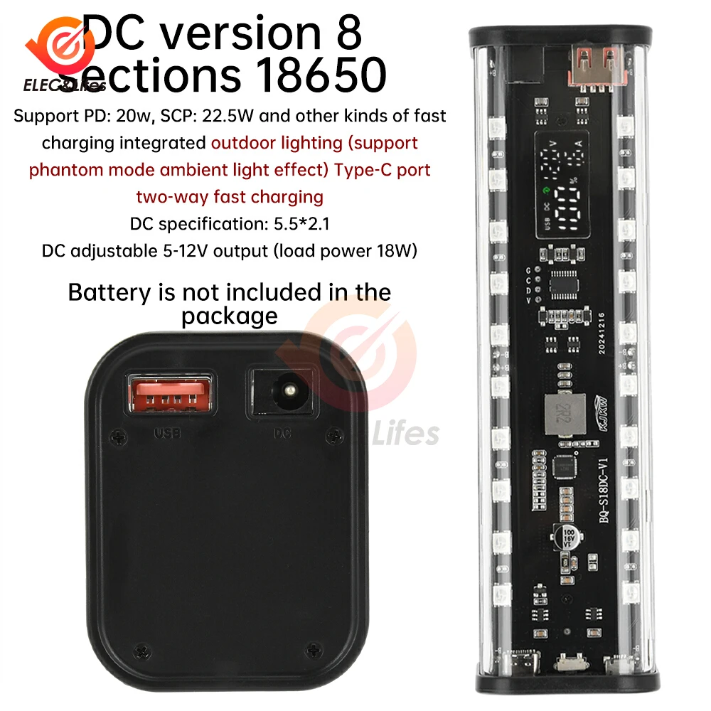 8*18650 صندوق تخزين بطاريات قوة البنك صندوق بطارية USB 18650 بطارية لتقوم بها بنفسك قذيفة تخزين 22.5 واط QC PD FCP AFC شحن سريع