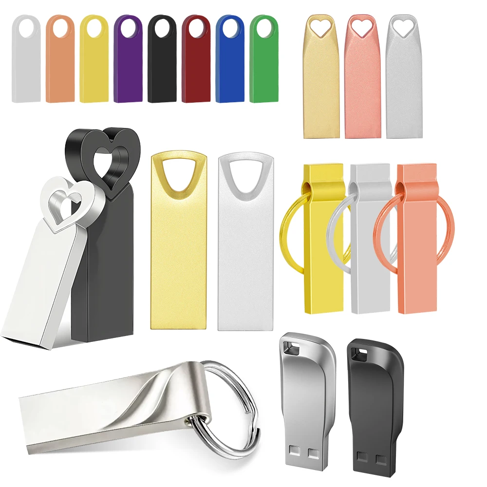 Usb 2.0 Flash Drive 4GB 8GB Metal Waterproof Pen Drive 16GB 32GB High Speed Flash Disk 64GB 128GB Business gift Memory Stick