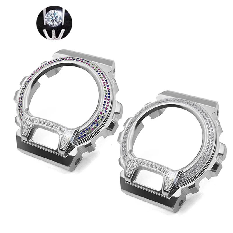 DW6900 Mod Kit Casio G-Shock DW-6900 시리즈 스테인레스 스틸 베젤 스트랩 남성용 시계 액세서리 용 수정 된 금속 케이스 + 팔찌