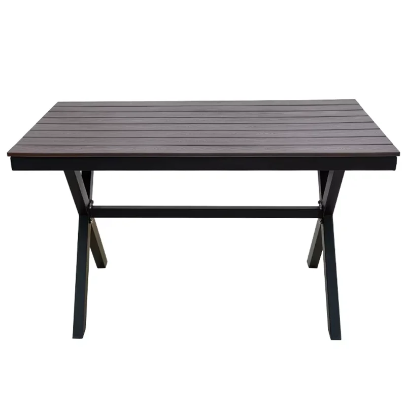 130cm Garden Table Large Outdoor Table Rectangular Dining Table Wood-plastic Waterproof Tabletop Outdoor Furniture Dinner Table