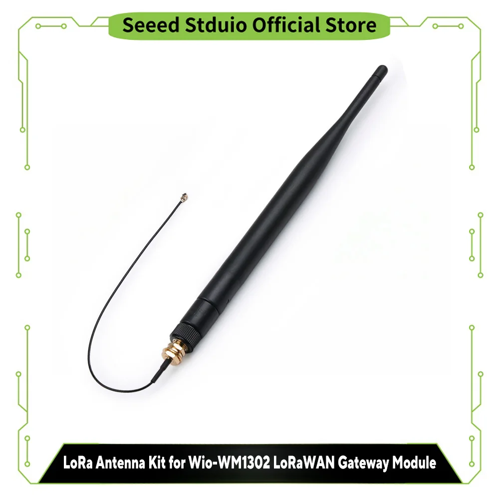 

LoRa Antenna Kit 868MHz - 915MHz for Wio-WM1302 LoRaWAN Gateway Module, 2.0 dBi, 360° Omnidirectional Linear Antenna