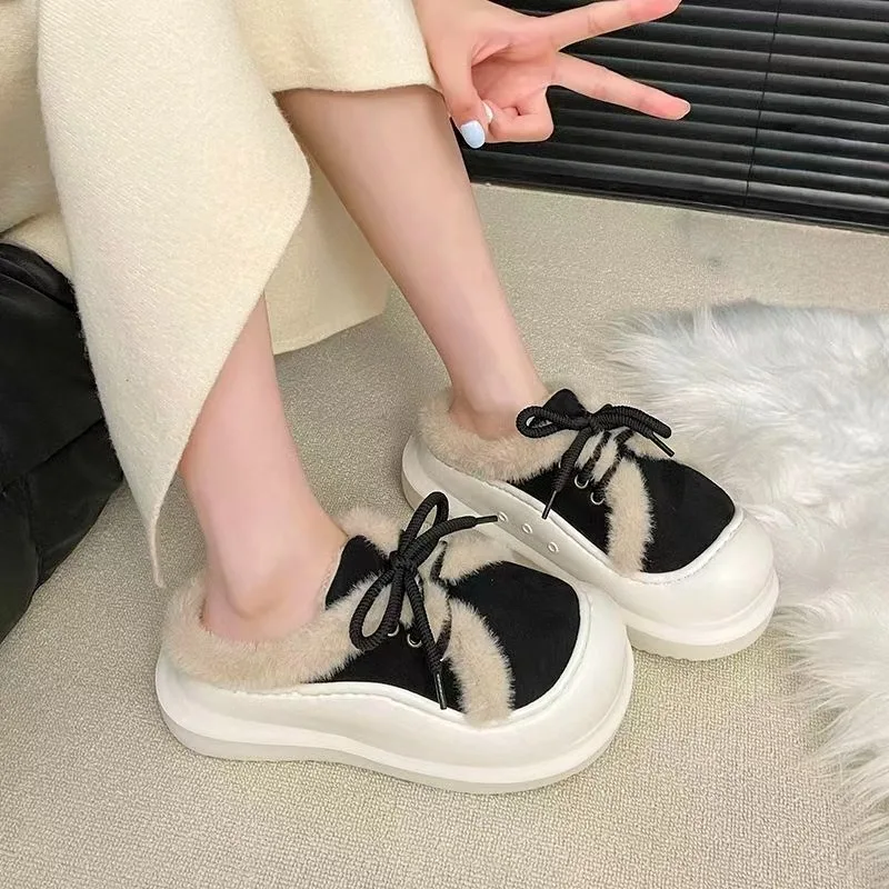 

Весна и осень 2026, новые тапочки Baotou на толстой подошве, женские маленькие белые туфли, полутапочки на толстой подошве с маффином