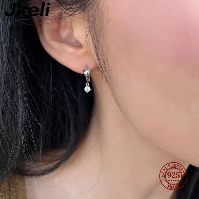 Jkeli S925 Sterling Silver 18K Gold Plated Vintage Elegant Heart Stud Earrings for Women