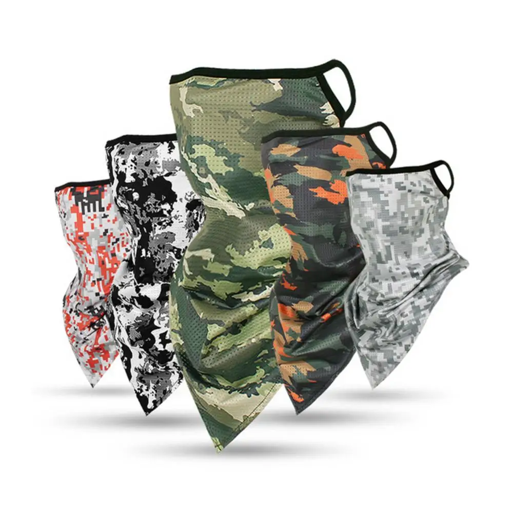 Camouflage Print UV Protection Ice Silk Face Cover Neck Tube Sports Bandana Scarf Breathable Hiking Scarf Neck Gaiter Bandana