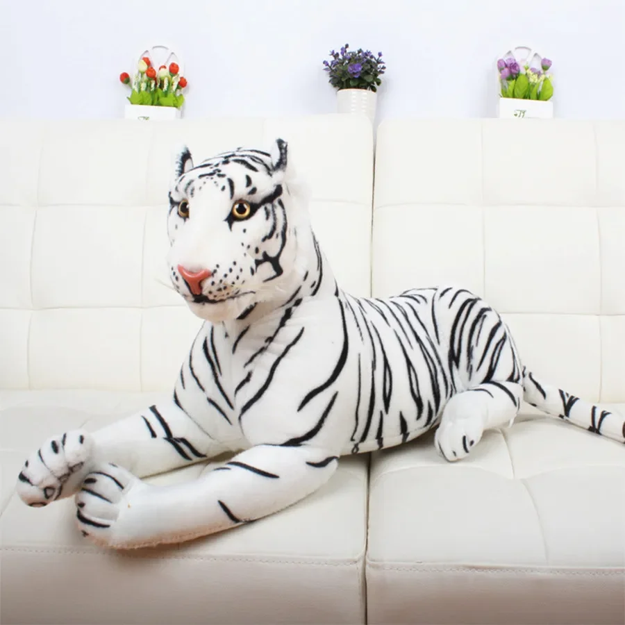 Muñeco de peluche de King of forest para niños, tigre amarillo y blanco de simulación de juguete, modelo de sofá, cojín de coche, almohada de sujeción, regalo para bebé, 50cm, 110cm