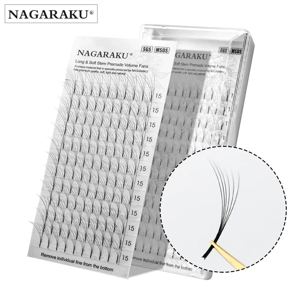 NAGARAKU 12 Lines 3D-6D Premade Fans Russian Volume Eyelash Black Faux Mink Premium Eyelashes Application Eyelash Extension