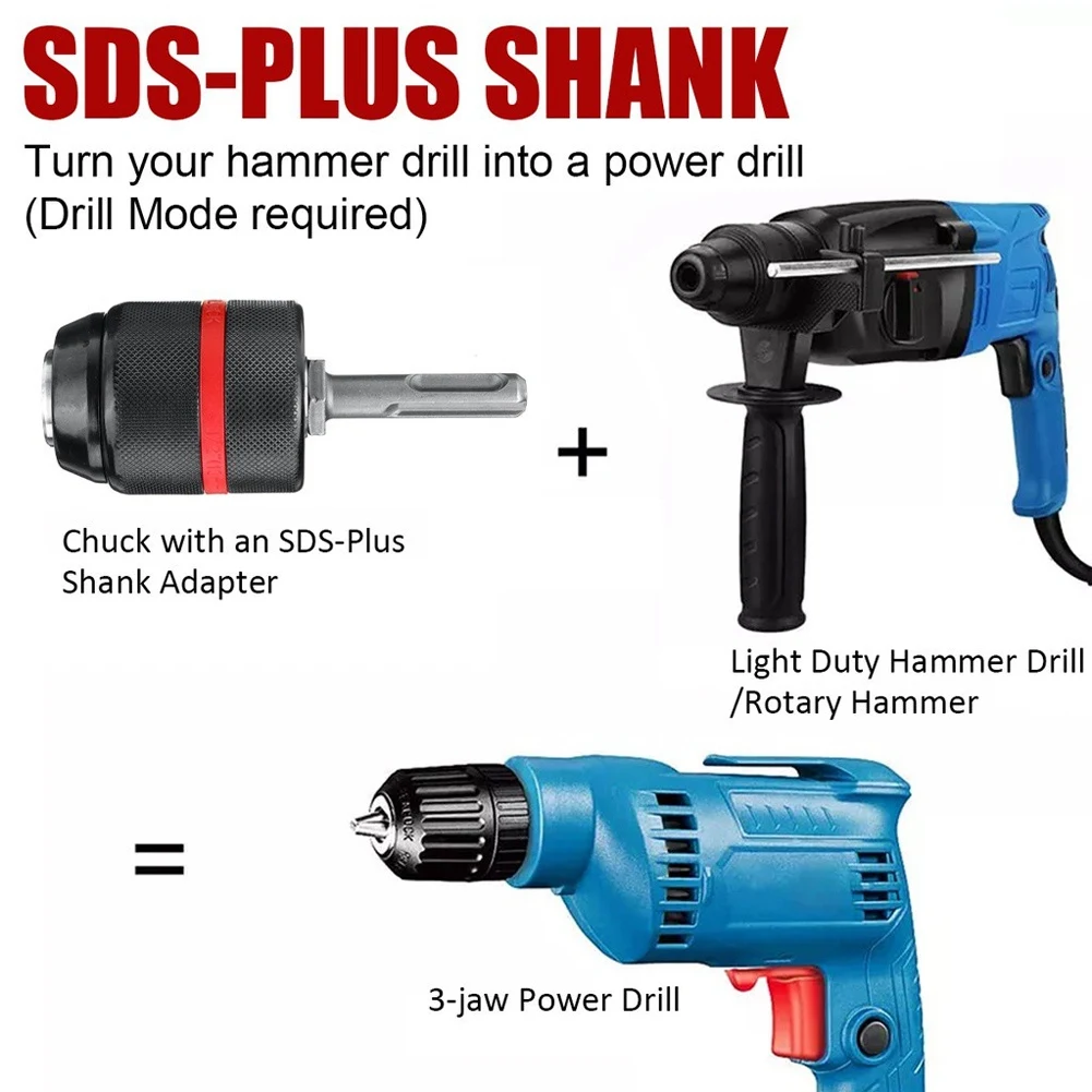 

AB11-Metal Heavy Duty 13Mm Keyless Drill Chuck Hex Shank/SDS/Socket Square Female Adaptor Hardware Tool Professional