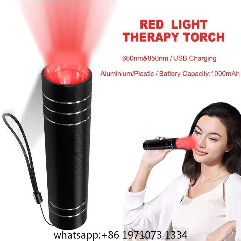Red Light Therapy Lamp 660nm Red Light & 850nm Infrared Lamp Therapy Torch with Timer Portable LED Small Torch Body Pain Relief