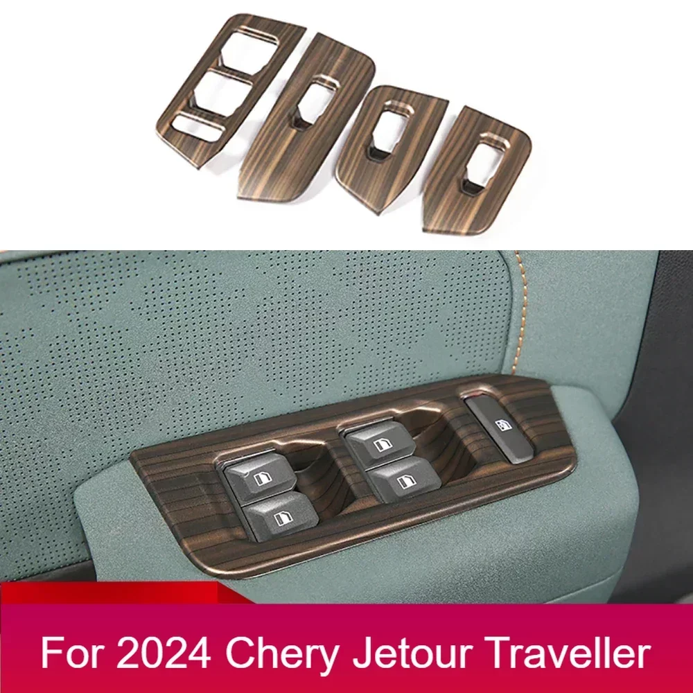 

New！For cherryJetour Traveler T2 2023 2024 Jetour T2 ABS Wood Grain Door Window Lift Panel Decoration Cover