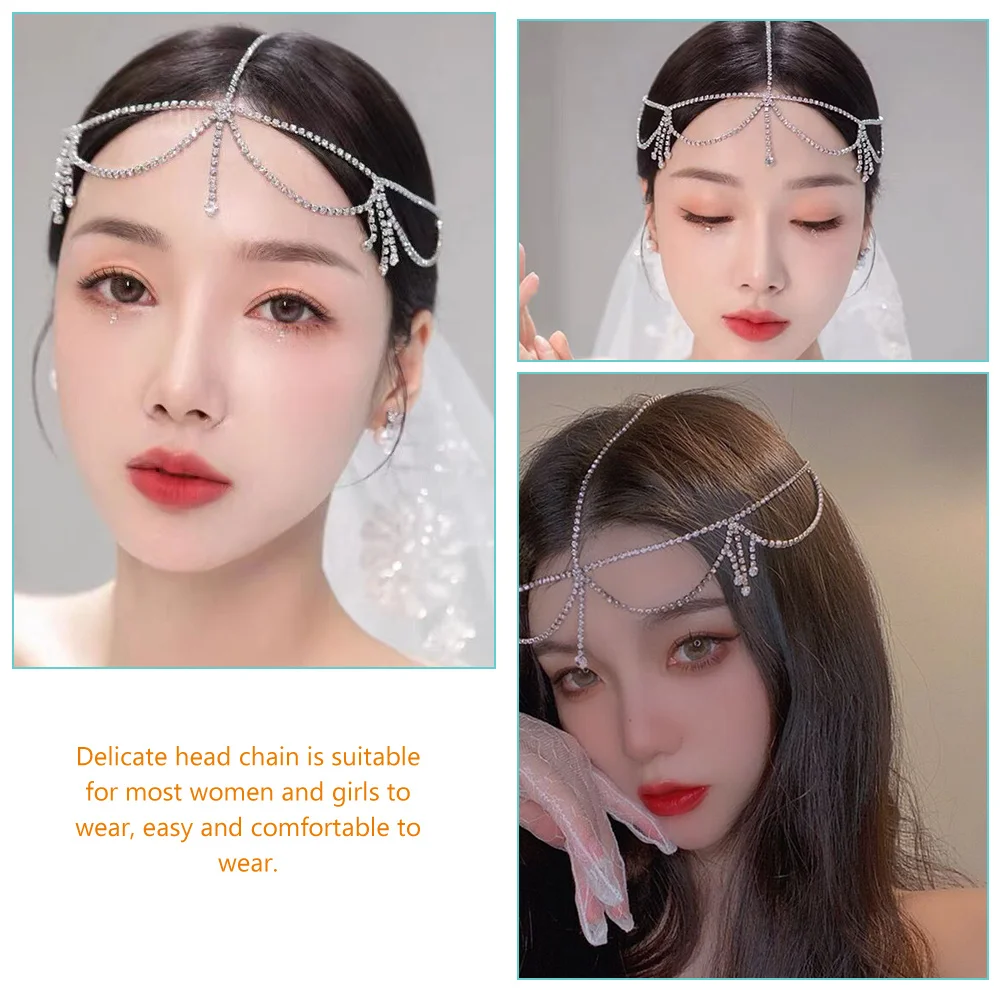 

Delicate Head Chain Bridal Hair Accessories Women Rhinestone Headpieces Alloy Jewelry Head Jewelry