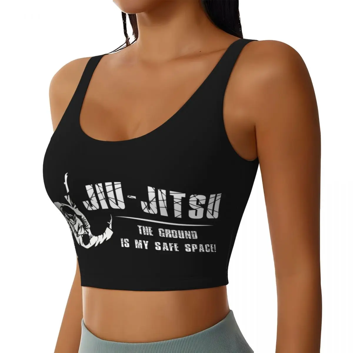 Custom Jiu Jitsu The Ground My Safe Space Grappling High Impact Sports Bras Brazilian BJJ Seamless Workout Yoga Crop Tank Tops