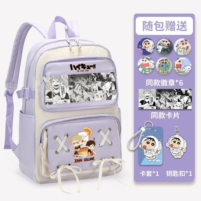 32×48×18cm Black Blue Purple, Haikyuu, Student Kids Teens School Bags, Large Capacity Mochilas Anime Backpacks For Girls Boys