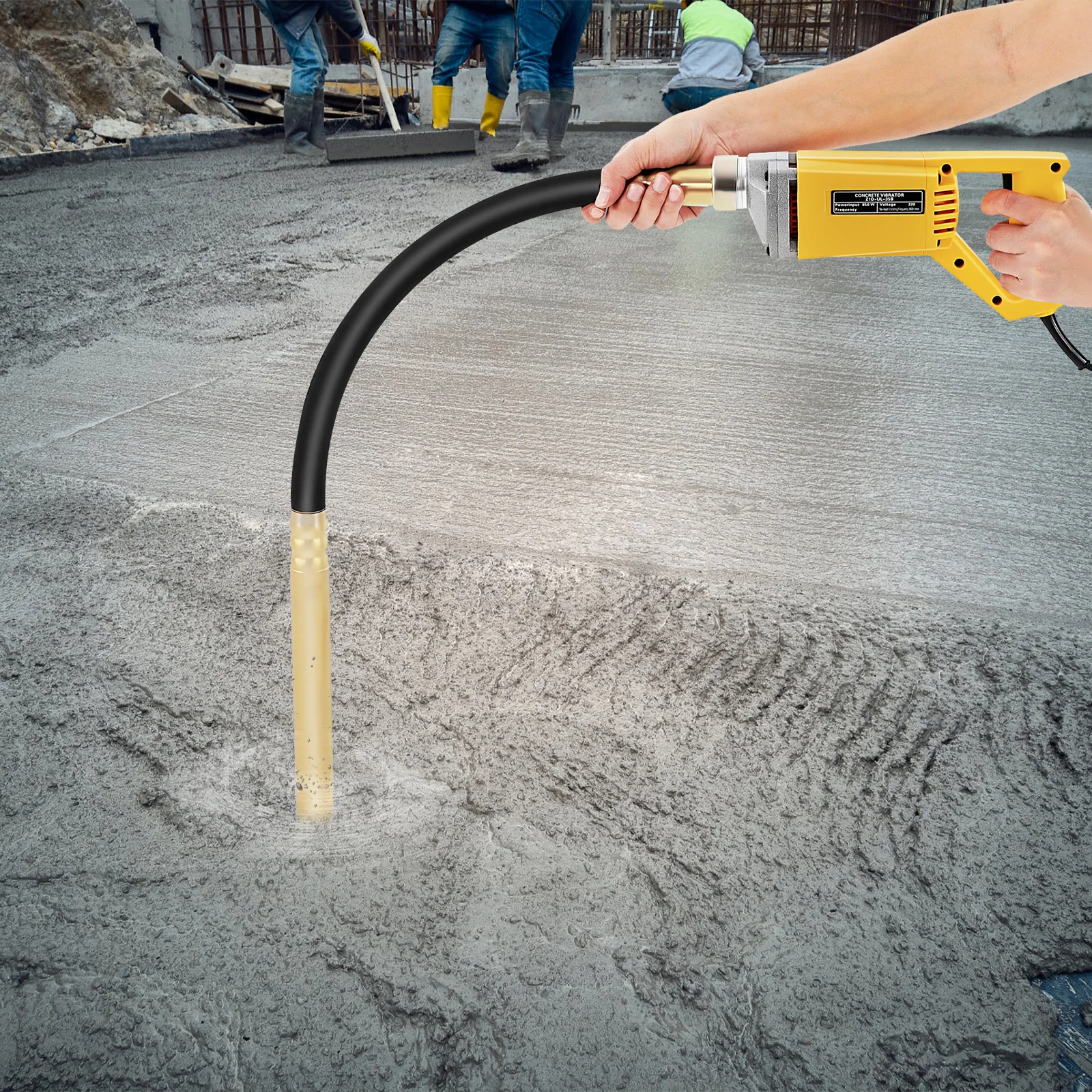 Vibrateur à béton électrique 800W avec tige de 1m, moteur en cuivre pur, 4500 tr/min, portable, pour tunnels, ponts et routes