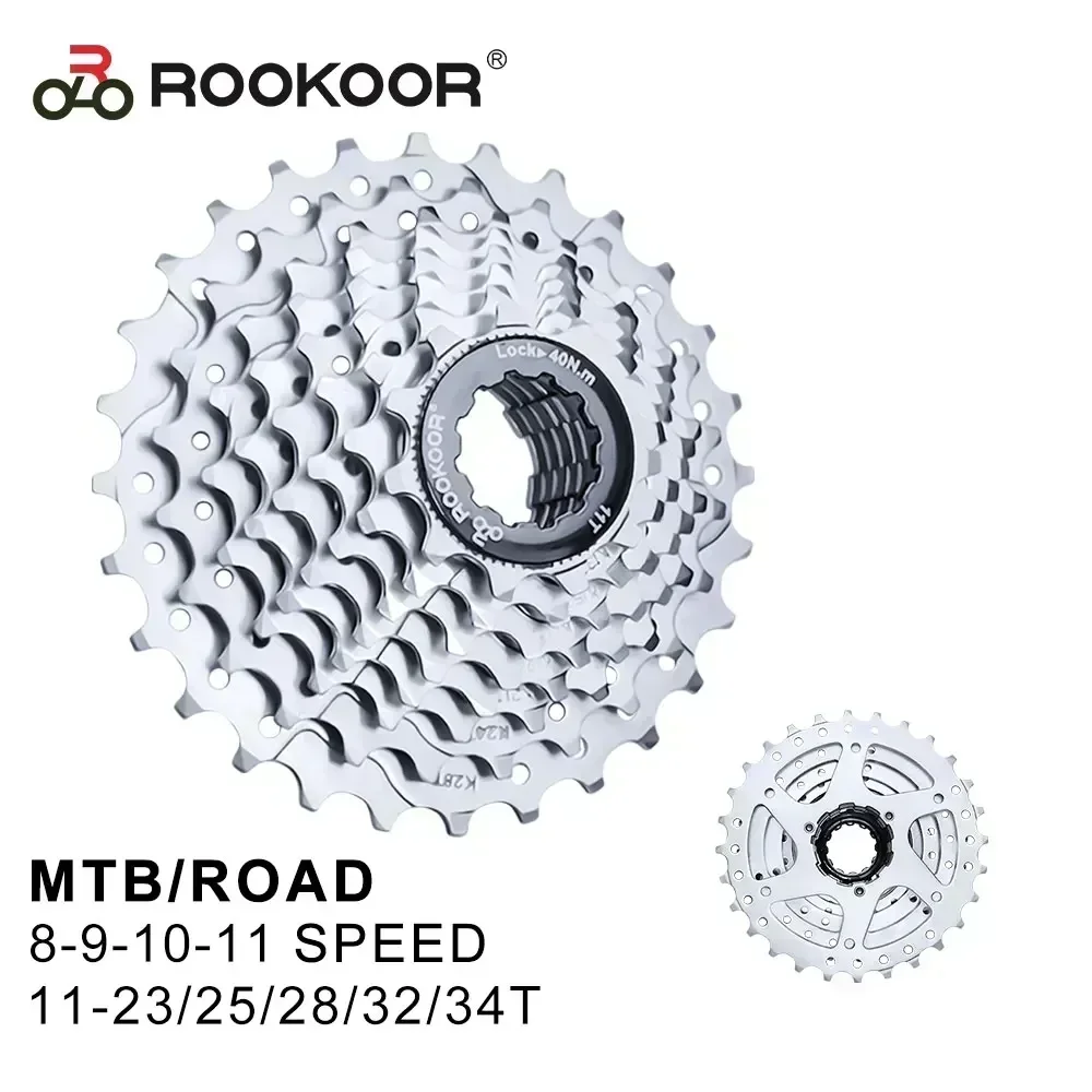 ROOKOOR 8 9 10 11 Speed Bicycle Cassette Freewheel MTB Road Bike 11-23T 25T 28T 32T 34T Sprocket for SHIMANO SRAM Cycling Parts