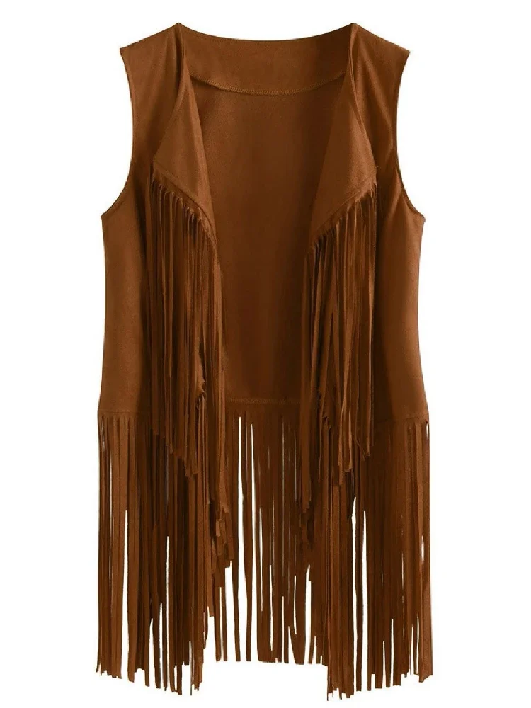 

2024 New Europe and The United States Spring and Summer Leisure Fringe Vest Loose Thin Suede Solid Color Fashion Cardigan